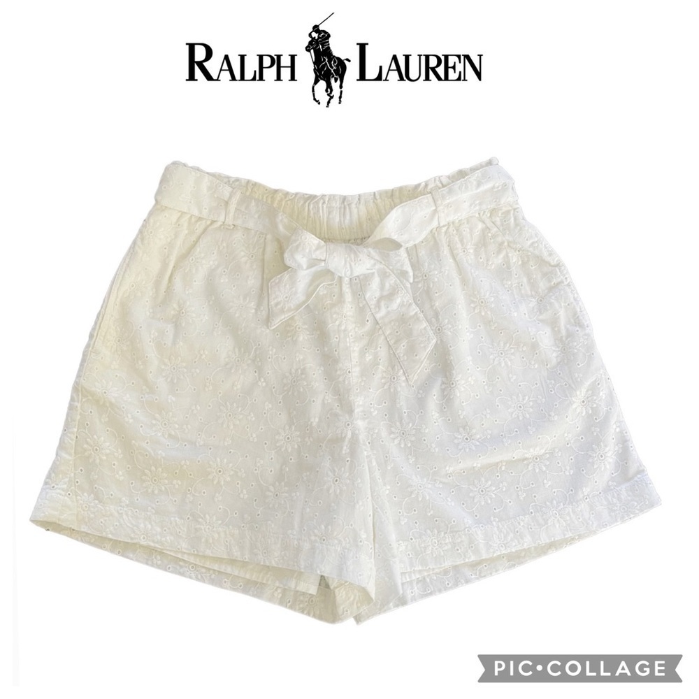 Polo Ralph Lauren girls white floral eyelet shorts size 14 NWT